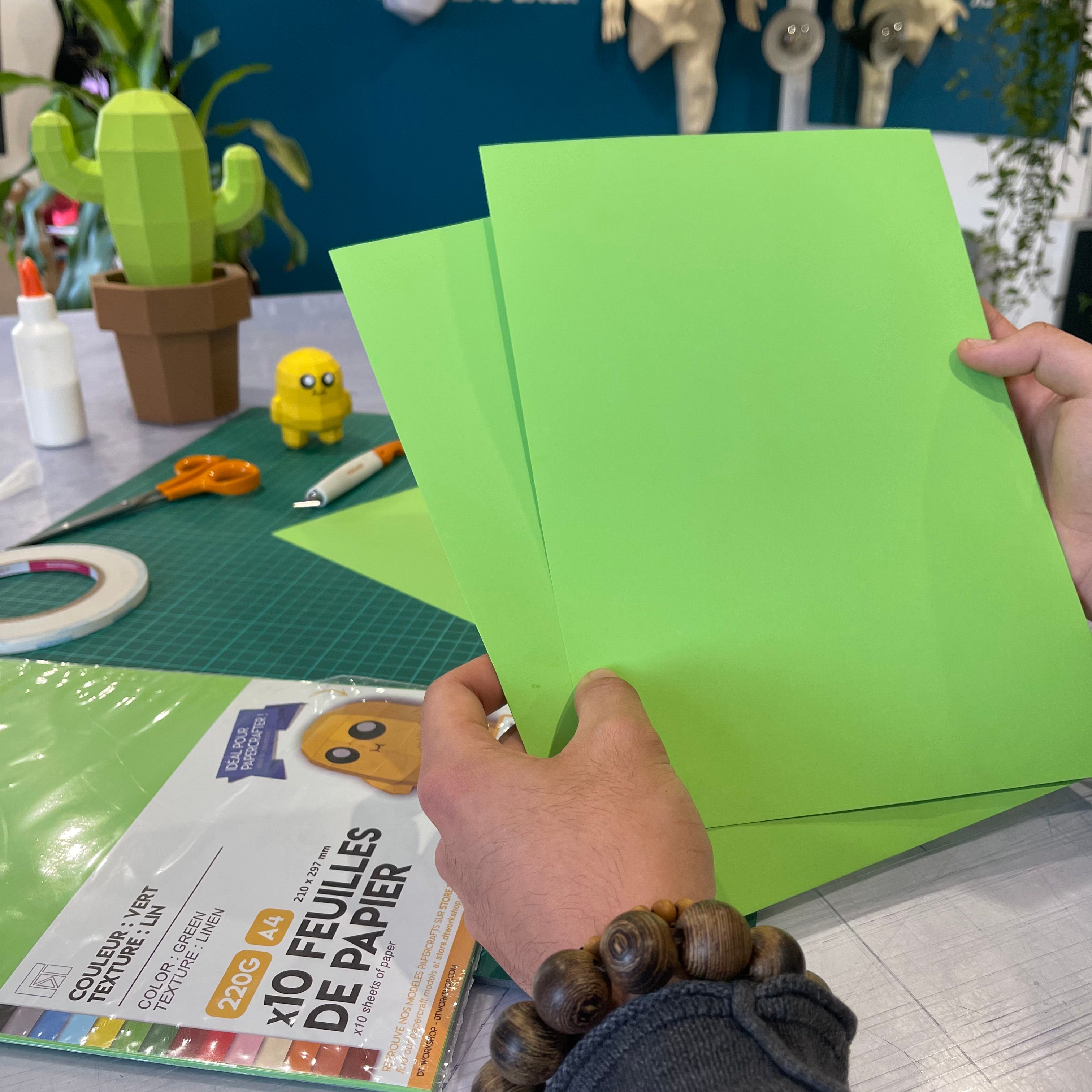 Lot 10 feuilles texturées 220g - Vert